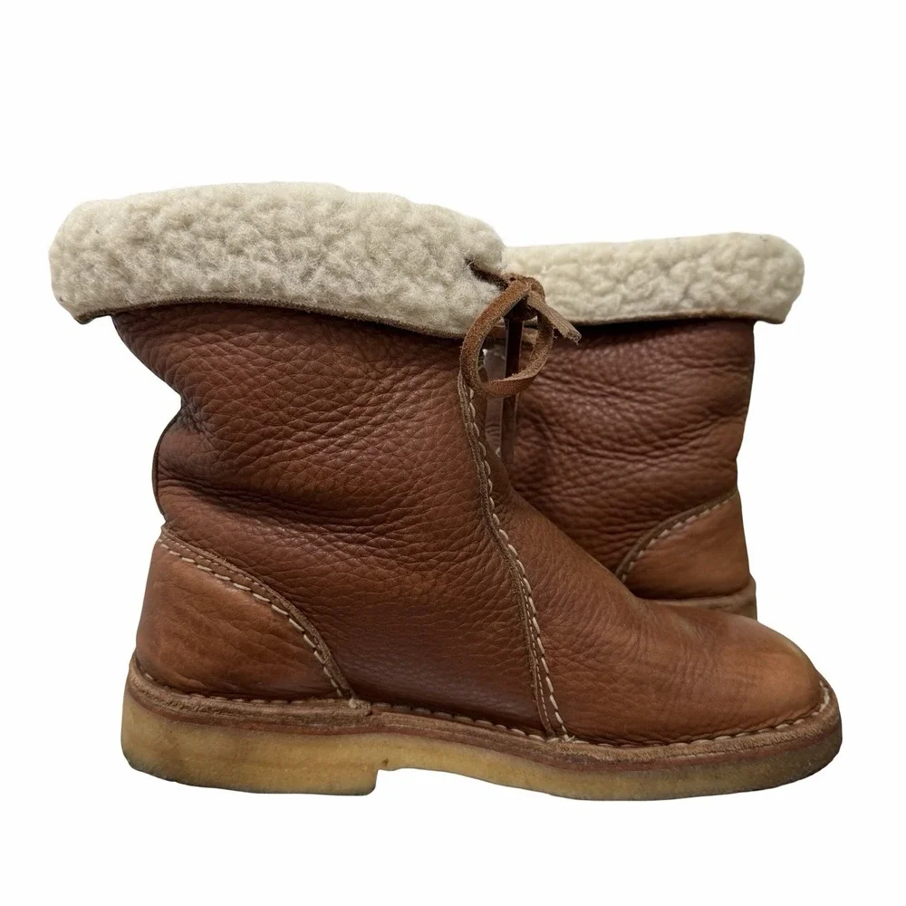 Duckfeet Arhus Shearling Brown Pebbled Leather Boots Womens Size EU 37 US 6.5-7
